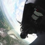 Unique F-16 Cockpit View Fixed on Horizon During Flight
