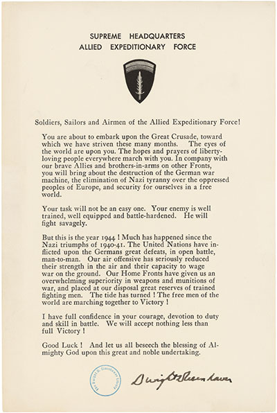 General Dwight D. Eisenhower Order of the Day D-day 1944