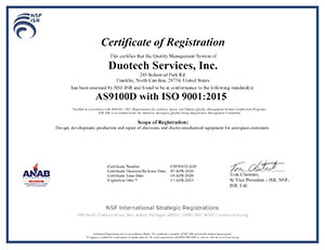 as9100d iso 9001:2015 duotech services